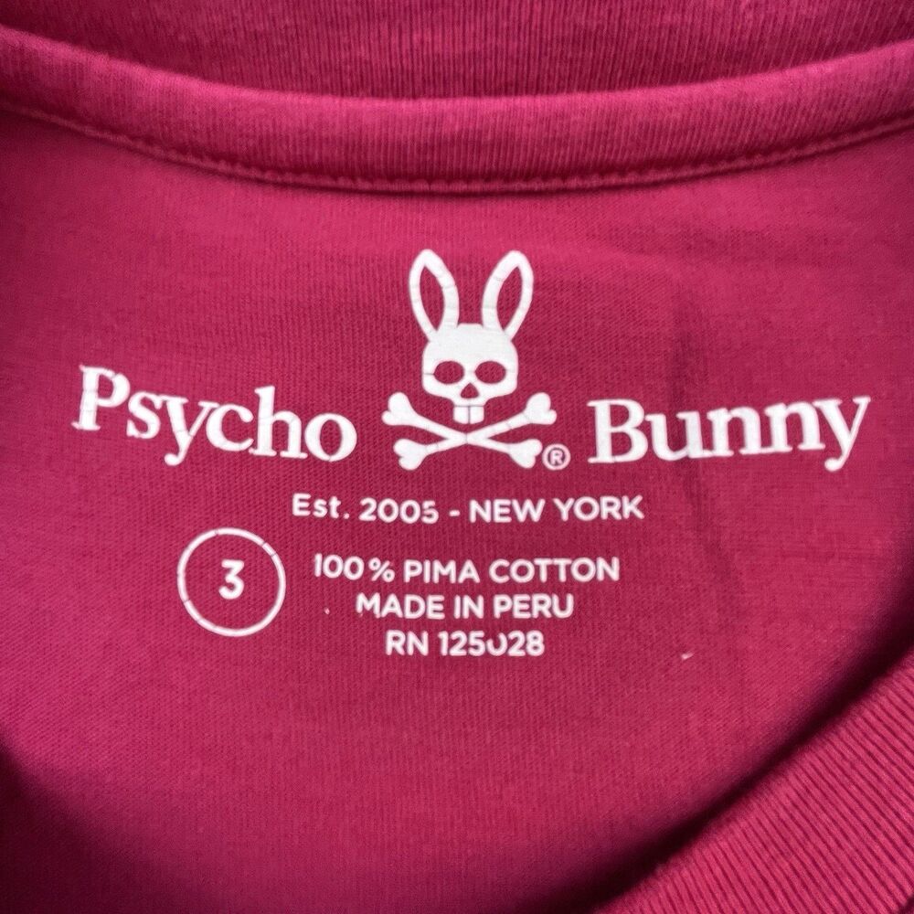 Psycho Bunny T-Shirt Women’s Size 3 Small Magenta Pink Graphic Tee Cotton Skull - Picture 5 of 9